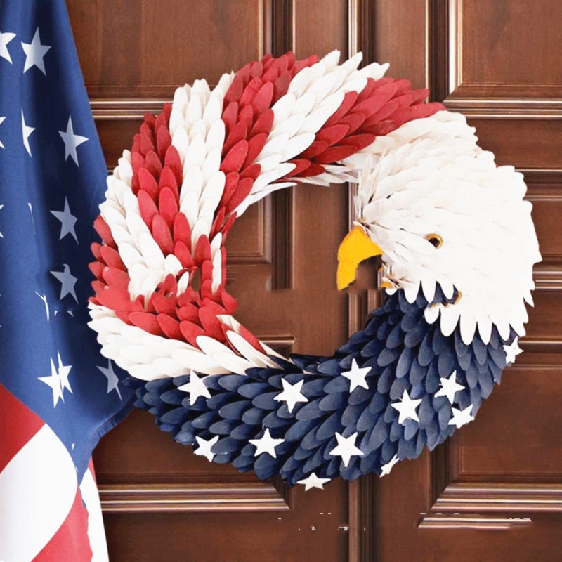 American Eagle Garland Door Decoration Patriotic Eagle 10 15 Inches
