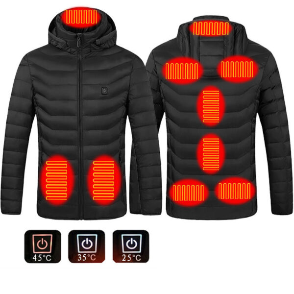 Men Heated Puffer Jacket Electric Heating Coat Insulated Hood Windbreaker – Bild 7