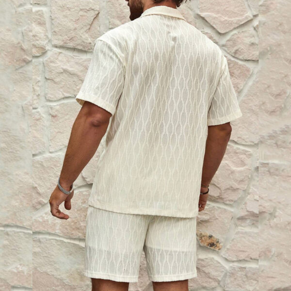 Men Tracksuits Summer Fashion Solid Loose Casual Two Pieces Lapel Button Shirt Shorts Beach Holiday All-match Outfits Male – Bild 4