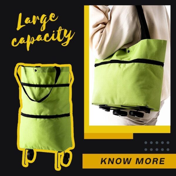 2 in 1 Foldable Shopping Cart with Wheels Premium Oxford Fabric Multifunction Shopping Bag Organizer High Capacity – Bild 8