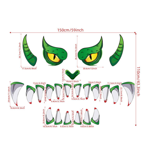 Creative Halloween Plastic Eyes Halloween Decoration Green Monster Halloween Door Sticker Decoration – Bild 3
