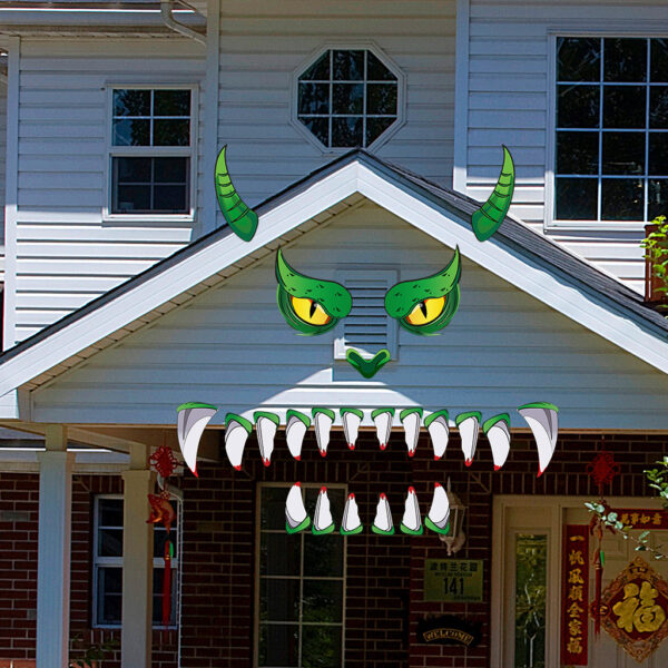 Creative Halloween Plastic Eyes Halloween Decoration Green Monster Halloween Door Sticker Decoration – Bild 5