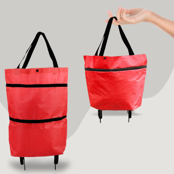 2 in 1 Foldable Shopping Cart with Wheels Premium Oxford Fabric Multifunction Shopping Bag Organizer High Capacity – Bild 4