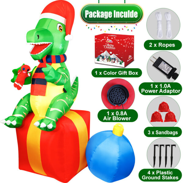 Christmas Gift Courtyard Sitting Inflatable Christmas Dinosaur – Bild 2