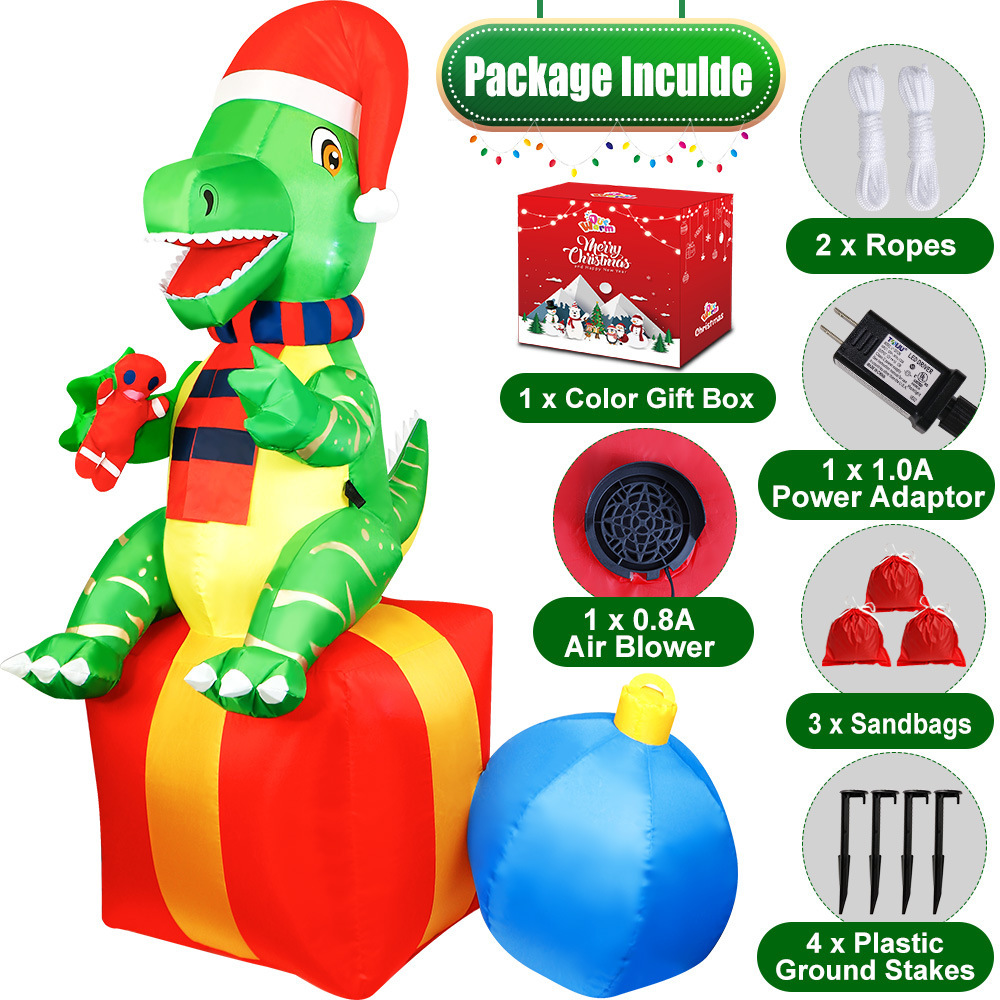 Christmas Gift Courtyard Sitting Inflatable Christmas Dinosaur