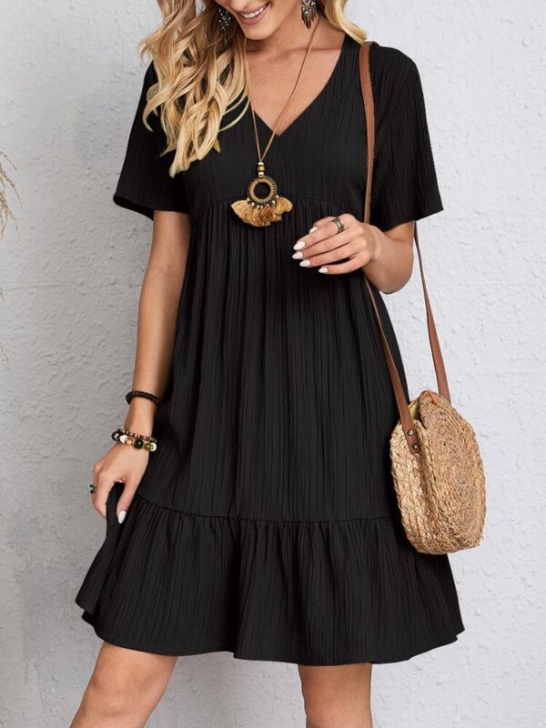 V-neck Short Sleeve Dress Summer Fashion Casual Loose Ruffled Dresses Beach Clothing Women – Bild 6