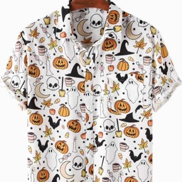 Halloween Printed Short Sleeve Shirt – Bild 2