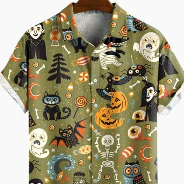 Halloween Printed Short Sleeve Shirt – Bild 5