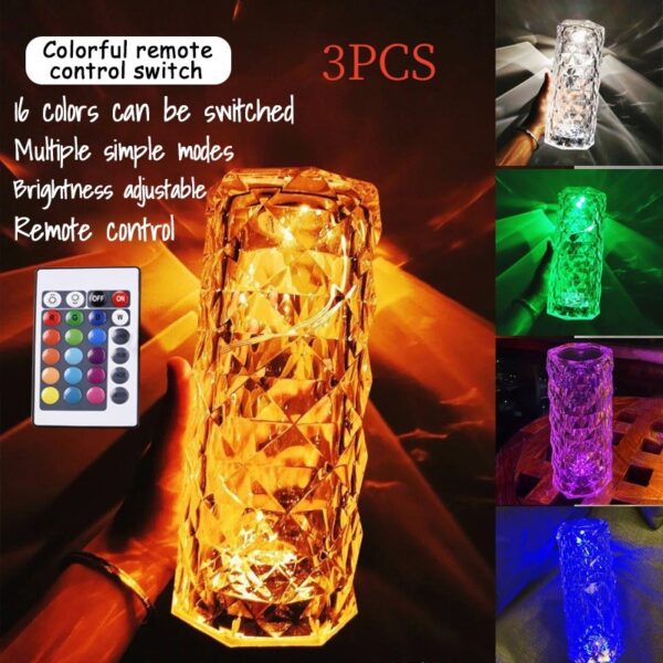 Romantic LED Rose Diamond Table Lamps For Bedroom Living Room Party Dinner Decor Creative Lights – Bild 9