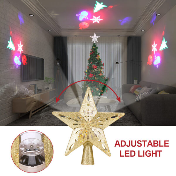 Christmas Tree Top Light Star Snowflake Shape LED Laser Projector Lights Christmas Tree Ornament – Bild 6