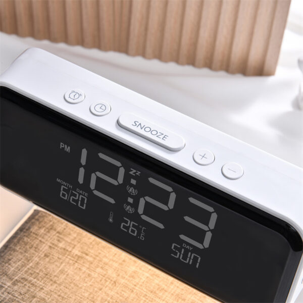 Creative 3 In 1 Bedside Lamp Wireless Charging LCD Screen Alarm Clock  Wireless Phone Charger – Bild 10