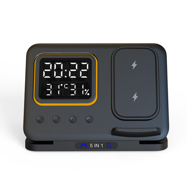 15W Wireless Chargers Stand 5 In1 LED Digital Alarm Clock Fast Charging Dock Station – Bild 8
