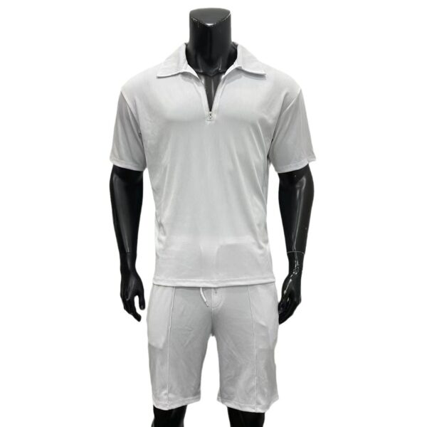Summer Fashion Mens Clothing  Men's Suits New Zipper Polo Casual Short Sleeve Drawstring Shorts Men's Set – Bild 8