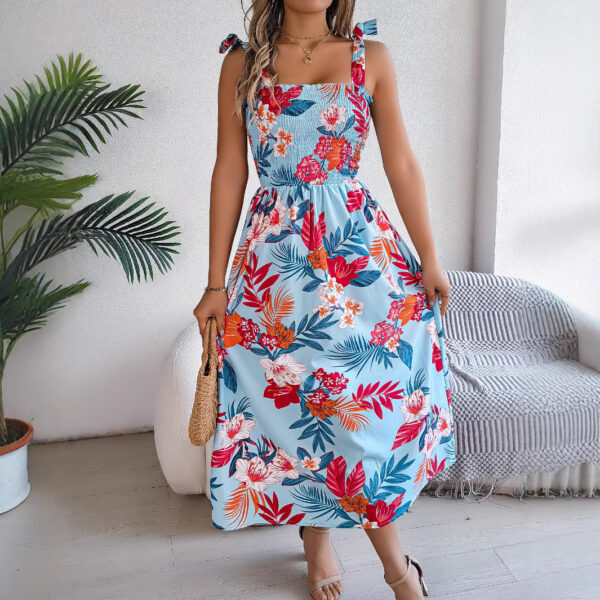 Flowers Print Suspender Corset Dress Ins Fashion Holiday Beach Long Dresses Summer Clothing For Women – Bild 3