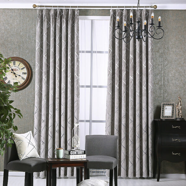 Solid Color Simple Modern Light Luxury Living Room Chenille Blackout Curtains – Bild 3
