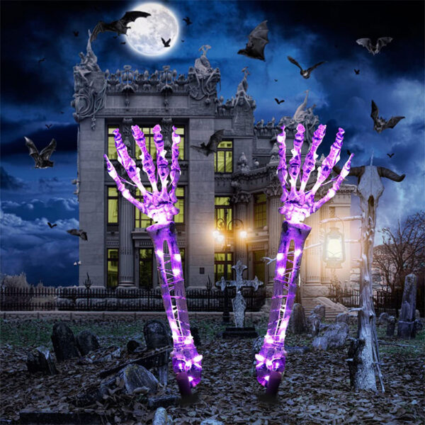Halloween LED Light Up Skeleton Arm Hand Halloween Party Outdoor Home Garden Yard Lawn Decoration Haunted House Horror Props Halloween Decorative – Bild 7