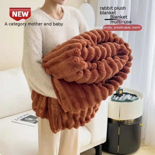 Soft Wind Bubble Velvet Blanket Warm Solid Rabbit Fur Blankets Double-sided Thickening Cover Throw Warm Fur Blanket – Bild 5