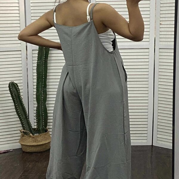Women's Sleeveless Jumpsuit With Pockets And Adjustable Shoulder Strap Fashion Loose Wide Leg Straight Overalls Summer Beach Trousers – Bild 9