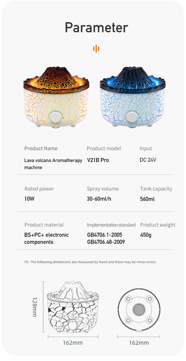 New Creative Volcano Humidifier Aromatherapy Machine Spray Jellyfish Air Flame Humidifier Diffuser – Bild 4