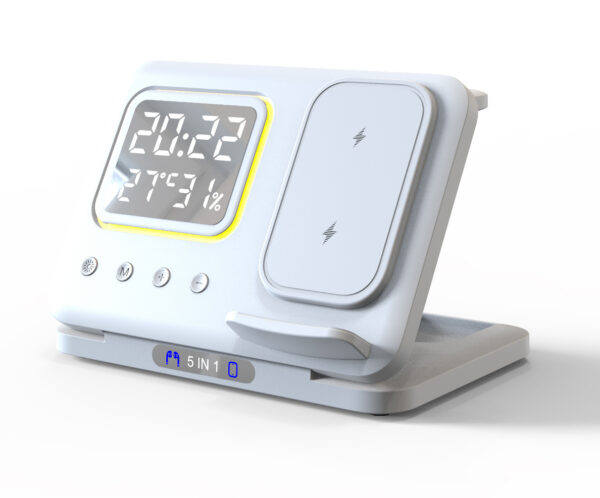 15W Wireless Chargers Stand 5 In1 LED Digital Alarm Clock Fast Charging Dock Station – Bild 10