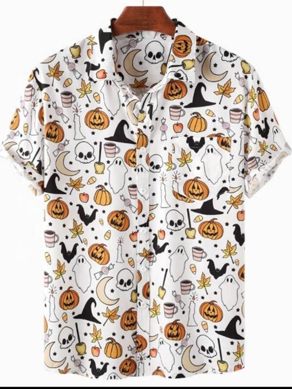 Halloween Printed Short Sleeve Shirt – Bild 8