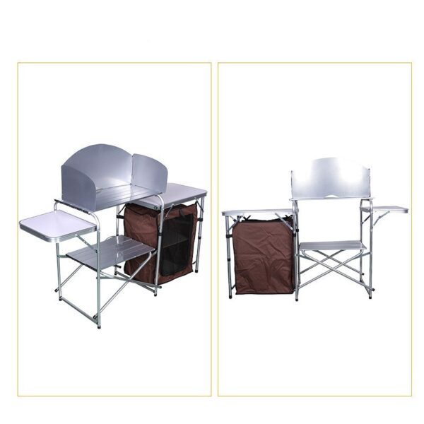 Outdoor Camping Double-decker Storage Rack Mobile Barbecue Table – Bild 5