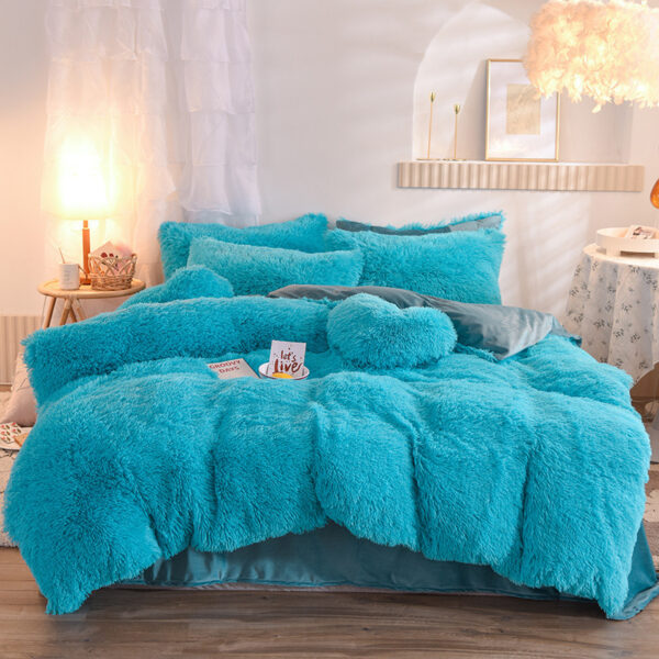 Luxury Thick Fleece Duvet Cover Queen King Winter Warm Bed Quilt Cover Pillowcase Fluffy Plush Shaggy Bedclothes Bedding Set Winter Body Keep Warm – Bild 6