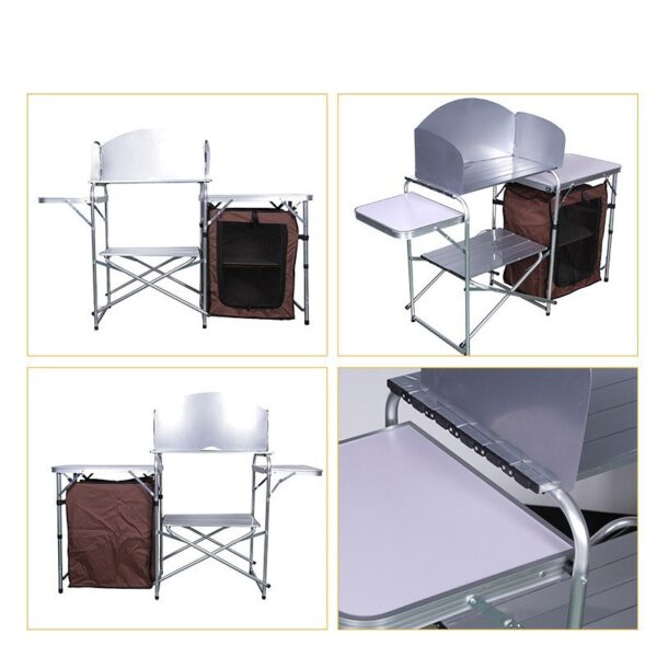 Outdoor Camping Double-decker Storage Rack Mobile Barbecue Table – Bild 3