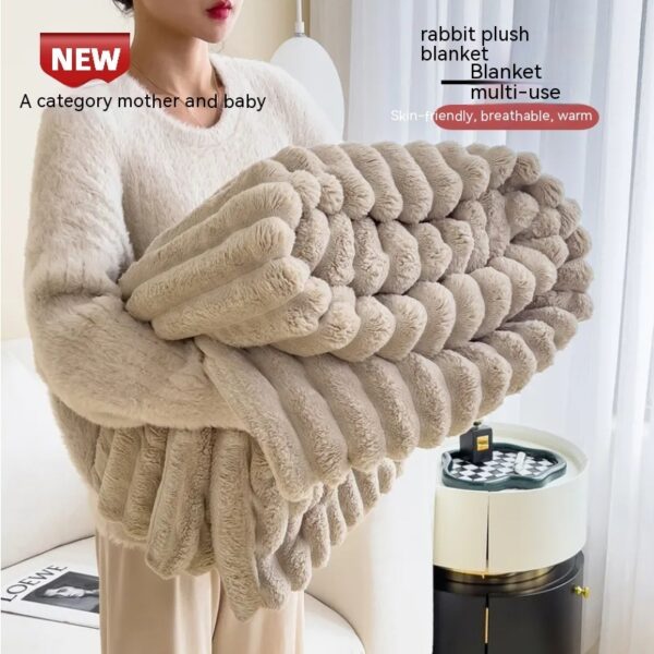 Soft Wind Bubble Velvet Blanket Warm Solid Rabbit Fur Blankets Double-sided Thickening Cover Throw Warm Fur Blanket – Bild 8