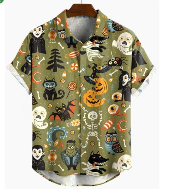 Halloween Printed Short Sleeve Shirt – Bild 3