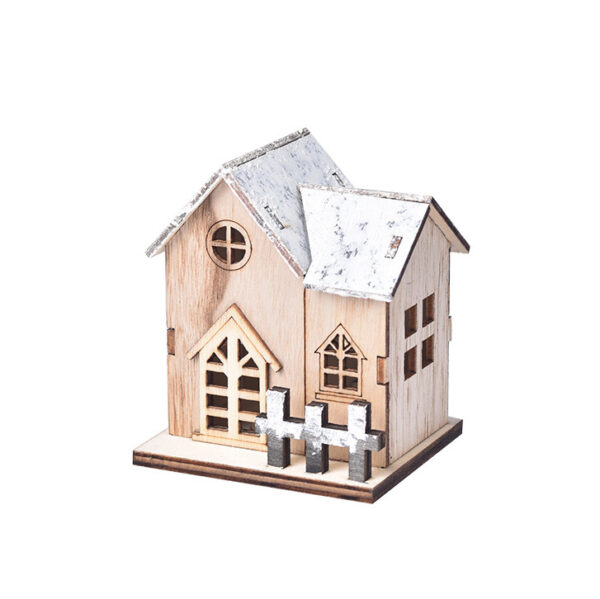 LED Luminous Wooden Christmas Small House – Bild 5