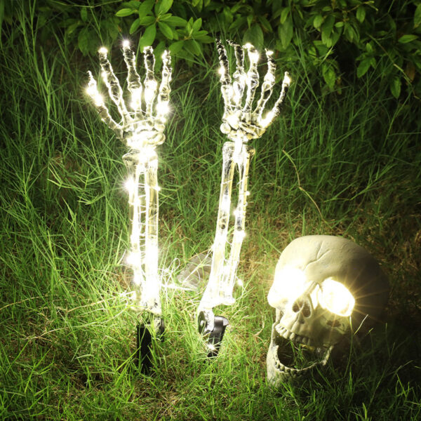 Halloween LED Light Up Skeleton Arm Hand Halloween Party Outdoor Home Garden Yard Lawn Decoration Haunted House Horror Props Halloween Decorative – Bild 8