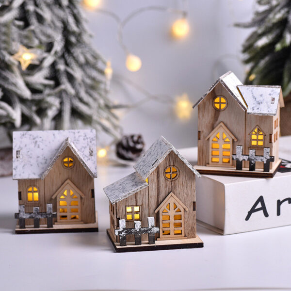 LED Luminous Wooden Christmas Small House – Bild 4