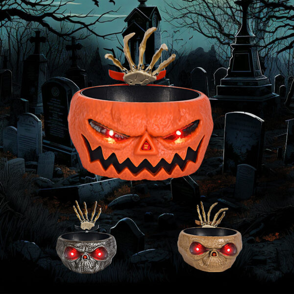 Halloween Candy Bowl Plastic Pumpkin Bowl With Motion Activated Hand, Halloween Serving Dishes Battery Operated Halloween Pumpkins Bowl For Trick-or-Treaters Party – Bild 7