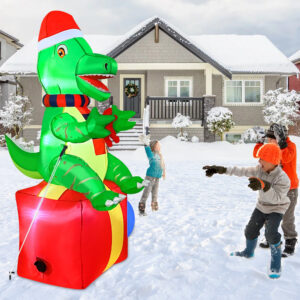 Christmas Gift Courtyard Sitting Inflatable Christmas Dinosaur