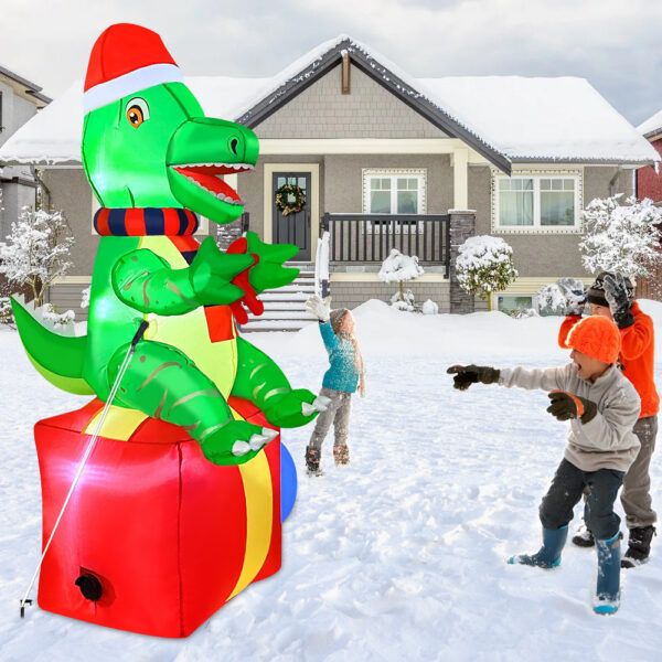 Christmas Gift Courtyard Sitting Inflatable Christmas Dinosaur