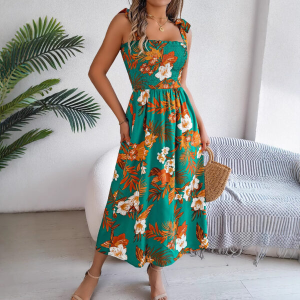 Flowers Print Suspender Corset Dress Ins Fashion Holiday Beach Long Dresses Summer Clothing For Women – Bild 2
