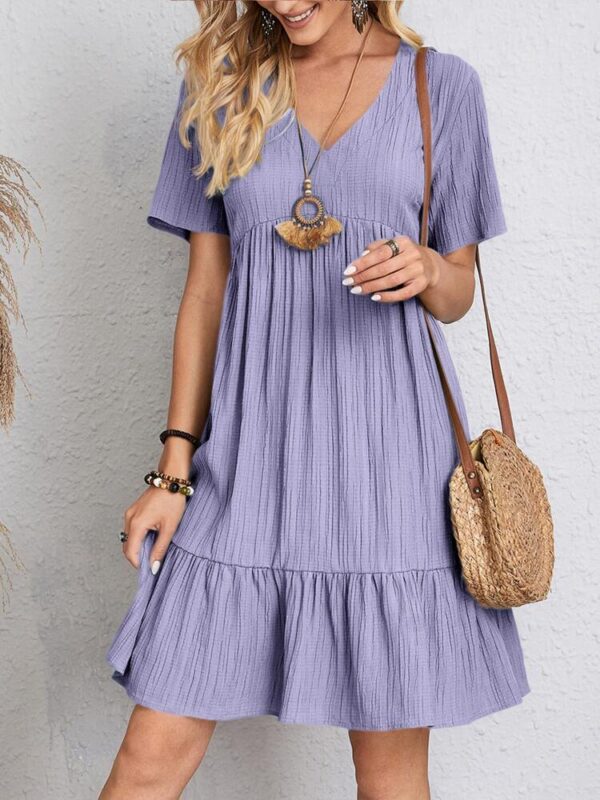 V-neck Short Sleeve Dress Summer Fashion Casual Loose Ruffled Dresses Beach Clothing Women – Bild 8