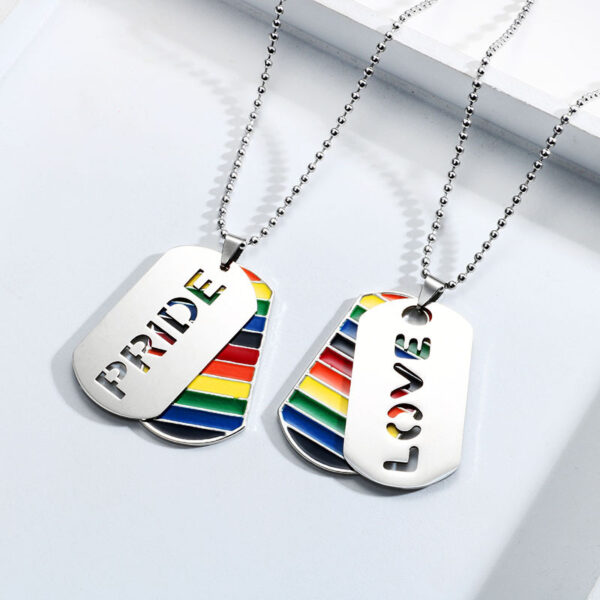 LGBT Pride Love Rainbow Double Layer Pendant Necklace – Bild 5