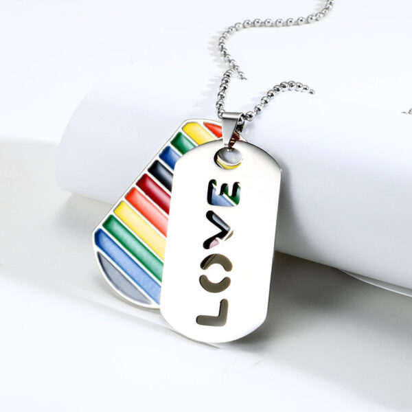 LGBT Pride Love Rainbow Double Layer Pendant Necklace – Bild 7