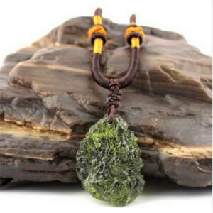 Natural Czech Green Meteorite Pendant Necklace