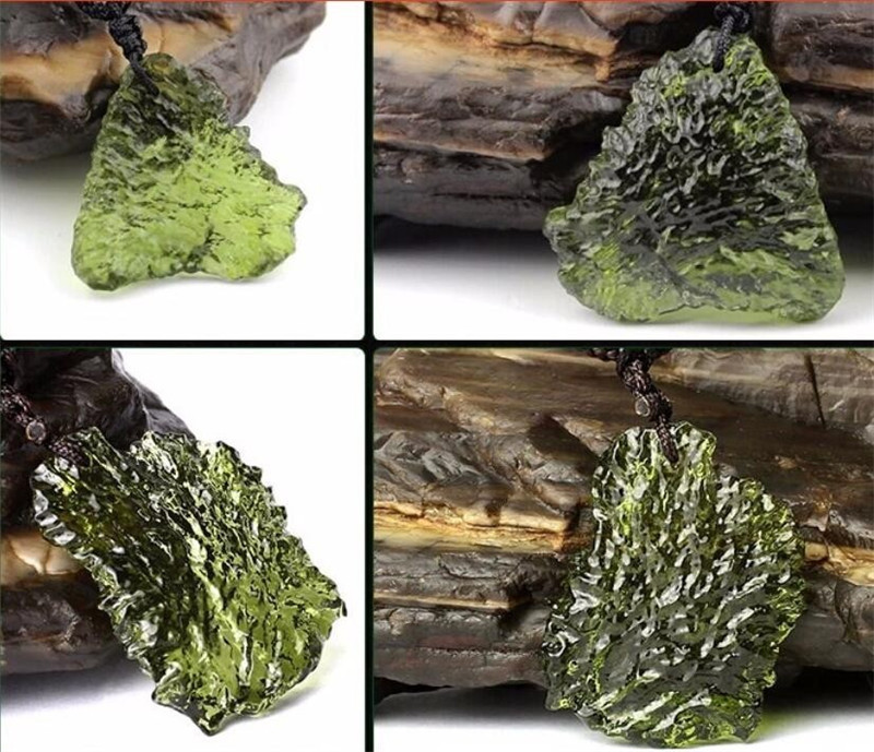 Natural Czech Green Meteorite Pendant Necklace