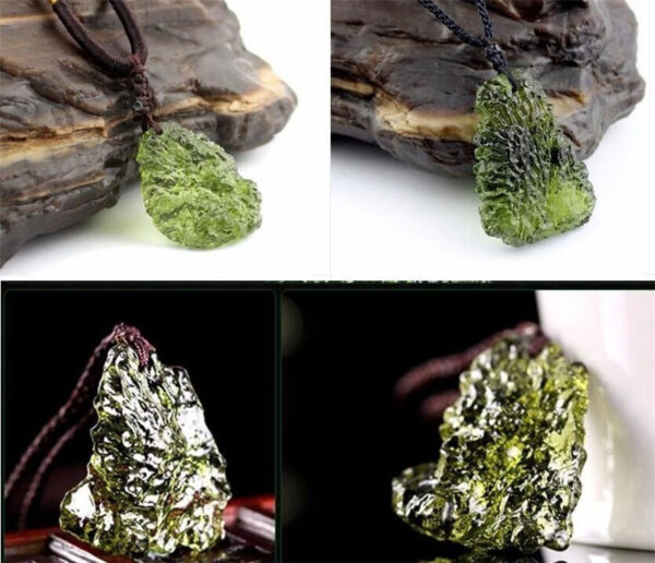 Natural Czech Green Meteorite Pendant Necklace – Bild 3