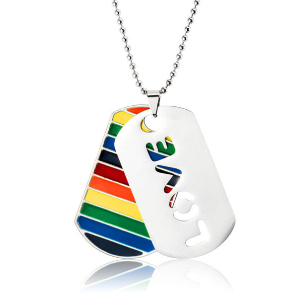 LGBT Pride Love Rainbow Double Layer Pendant Necklace – Bild 2