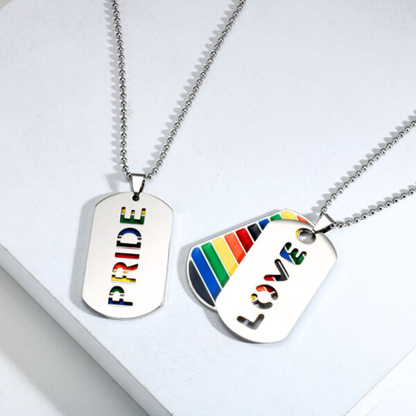 LGBT Pride Love Rainbow Double Layer Pendant Necklace – Bild 4